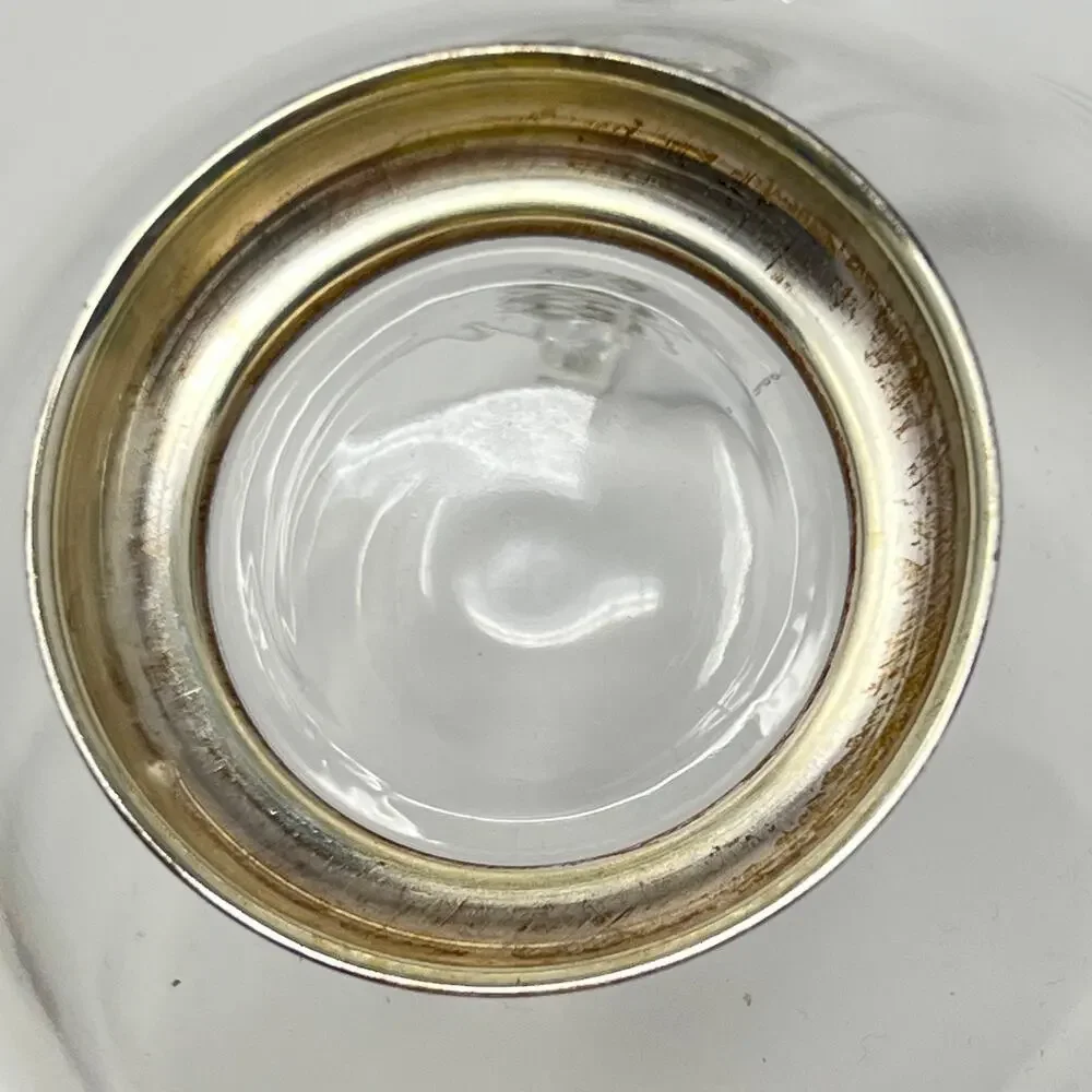 VTG Glass Swan Handle Gravy Boat Sterling Silver Base Duncan Miller Pall Mall